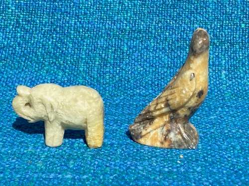 Sopestone firgures eagle elephant , collection item,
