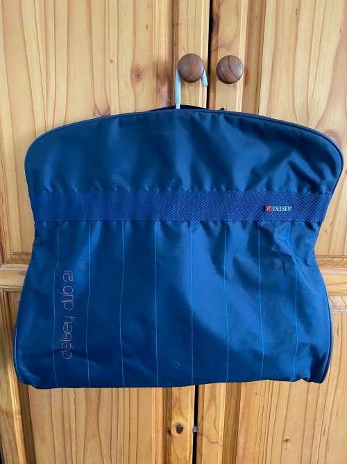 Delsey garment bag blue, light, vintage