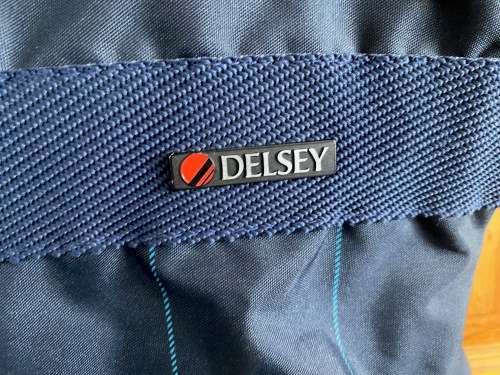 Delsey garment bag blue, light, vintage