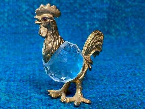 Glass Rocking Rooster Figure , vintage , collecorts item