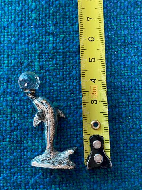 Dolphin figure with glass ball , vintage , collecorts item