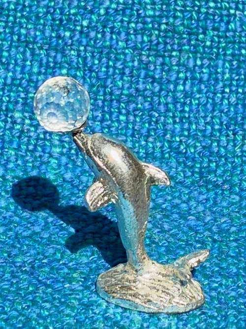 Dolphin figure with glass ball , vintage , collecorts item