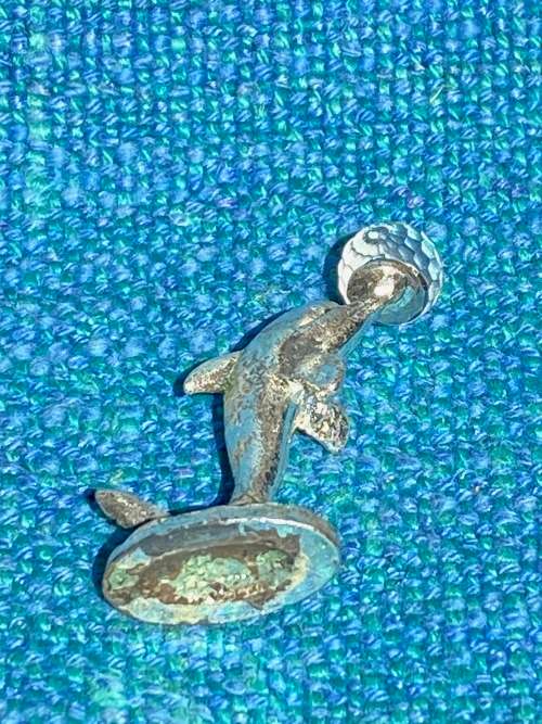 Dolphin figure with glass ball , vintage , collecorts item