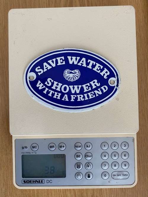 Enamel sign, Dodo Designs ,oval , save water shower with a friend, england, vintage, collecorts item