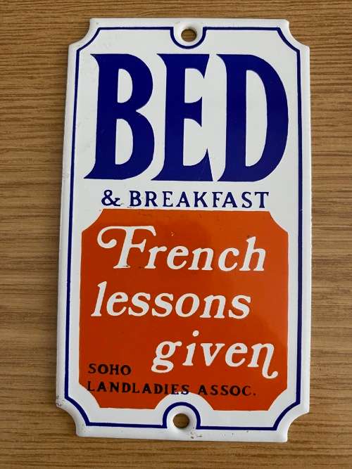 Enamel sign, Bed & Breakfast, vintage, collecorts item