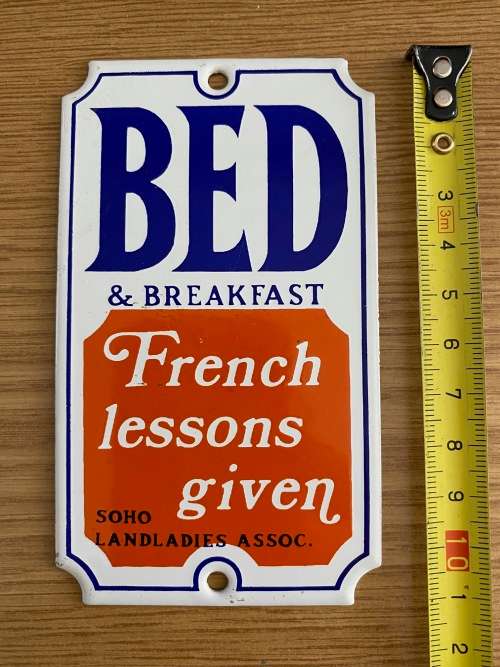Enamel sign, Bed & Breakfast, vintage, collecorts item