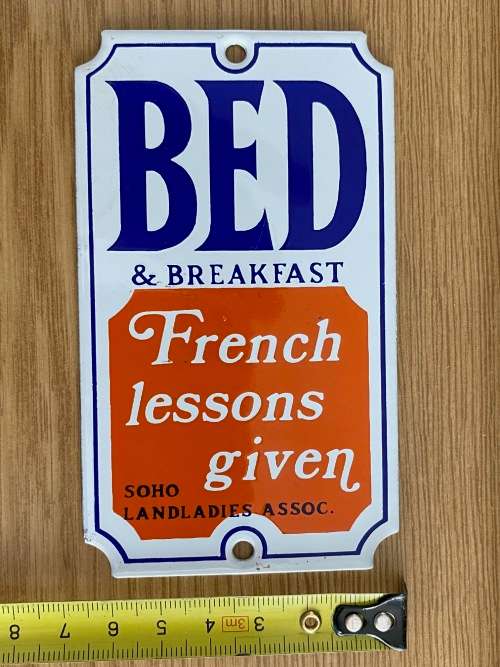 Enamel sign, Bed & Breakfast, vintage, collecorts item