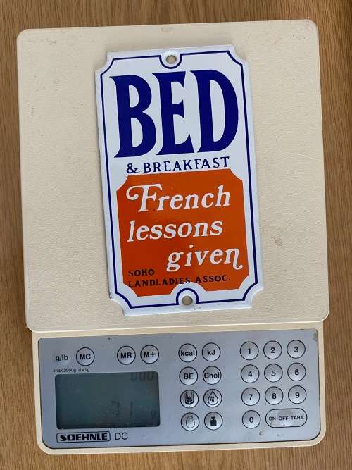 Enamel sign, Bed & Breakfast, vintage, collecorts item