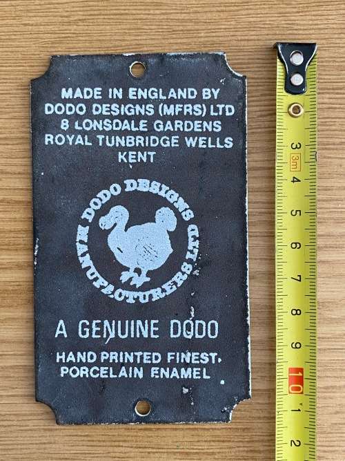 Enamel sign, Dodo Designs, Shooting Gallery, england, vintage, collecorts item