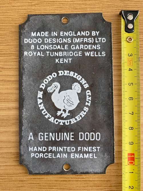 Enamel sign, Dodo Designs, Throne Room, england, vintage, collecorts item