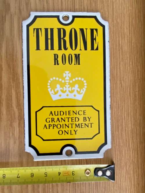 Enamel sign, Dodo Designs, Throne Room, england, vintage, collecorts item