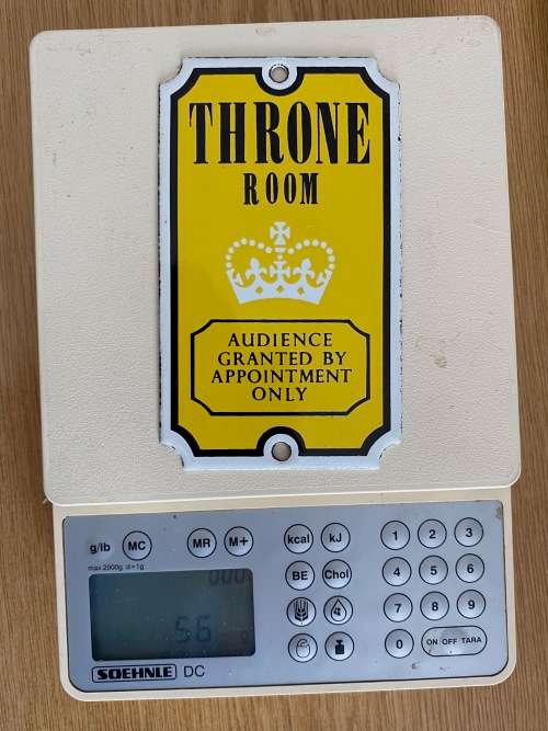 Enamel sign, Dodo Designs, Throne Room, england, vintage, collecorts item