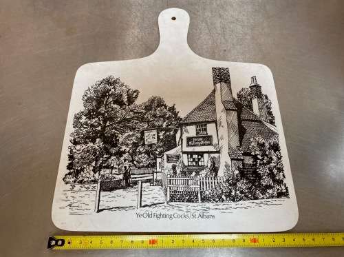Ye Olde Fighting Cocks kitchen board, Englands oldest pub, St. Albans, UK, vintage, rare