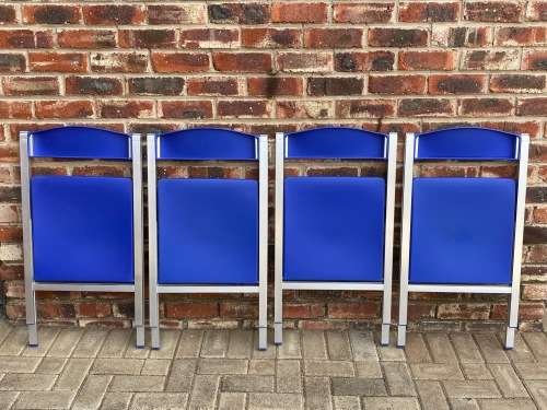 1 x German designer Slim Aluminium Folding chair blue from the 70s. VINTAGE, rare ,collectors item.