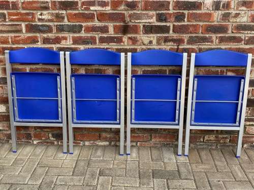 1 x German designer Slim Aluminium Folding chair blue from the 70s. VINTAGE, rare ,collectors item.