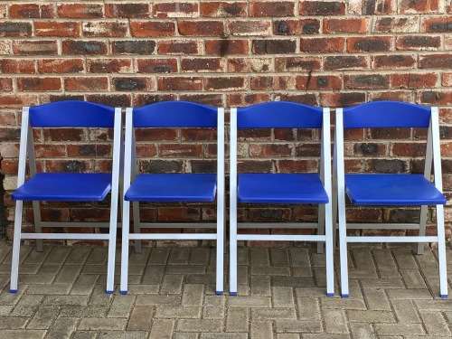 1 x German designer Slim Aluminium Folding chair blue from the 70s. VINTAGE, rare ,collectors item.