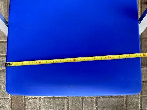 1 x German designer Slim Aluminium Folding chair blue from the 70s. VINTAGE, rare ,collectors item.