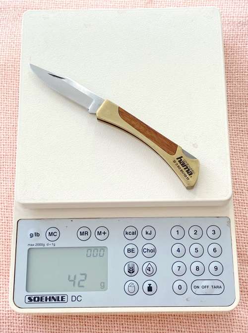 Hama Photo-Video wood brass folding knife , vintage,rare, from Germany