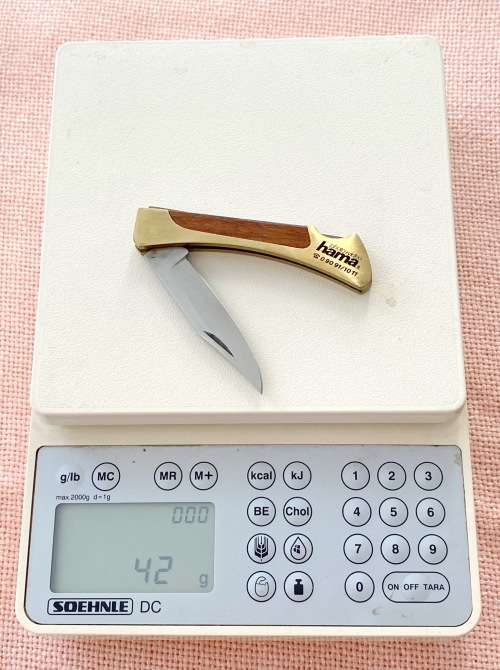 Hama Photo-Video wood brass folding knife , vintage,rare, from Germany