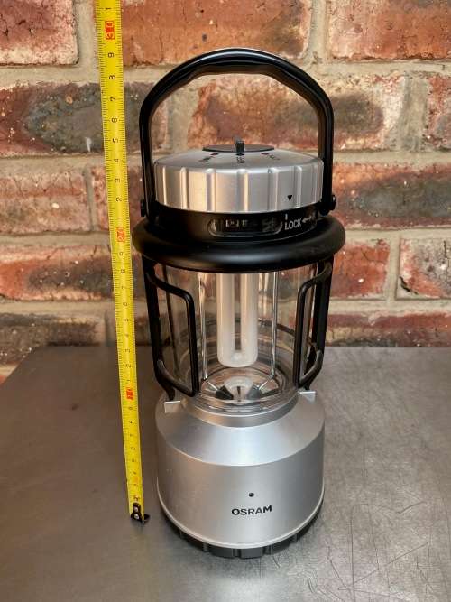 OSRAM RECHARGABLE CAMPING LIGHT 12V silver (top quality) in working condition. With 12V Charger