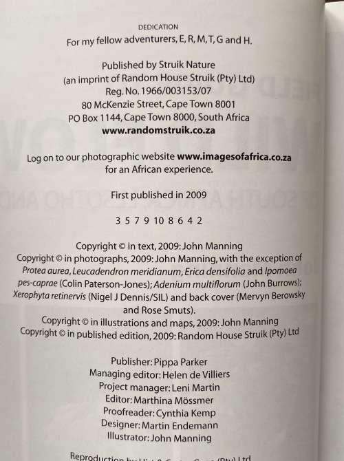 Field Guide to Wild Flowers of South Africa , John Manning