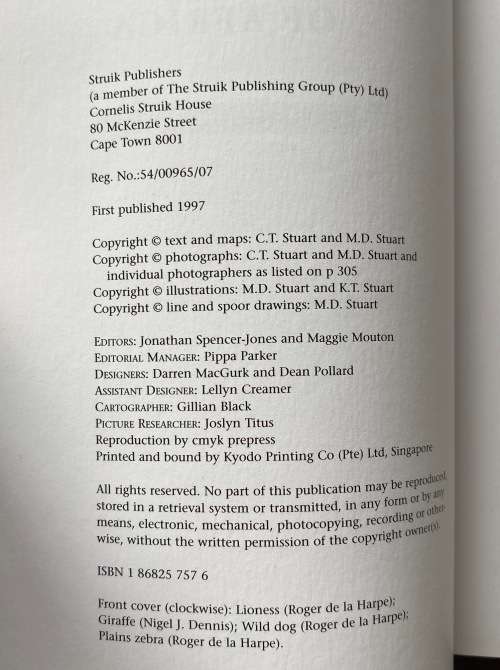 The larger mammals of Africa, Field Guide, Chris and Tilde Stuart,1997,319 pages,english