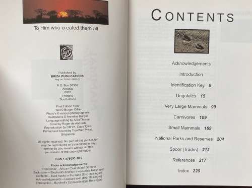 Mammals Guide of Southern Africa,Burger Cillie, 1997, 223 pages,english