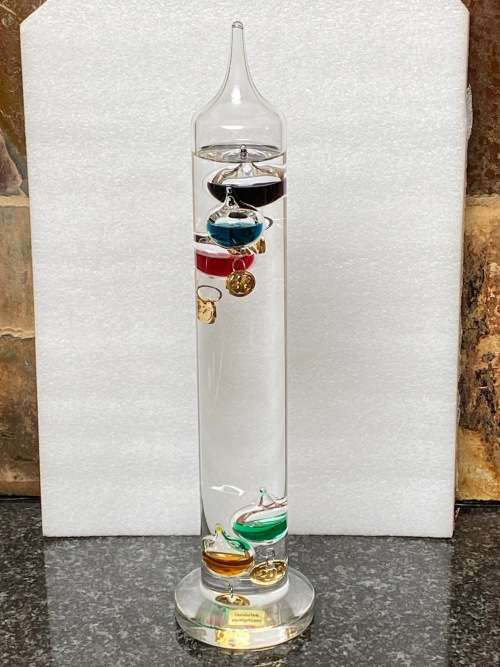 Galileo Thermometer Glass-Thermometer, handmade, mundgeblasen 18°bis 26° Celsius, from Germany,