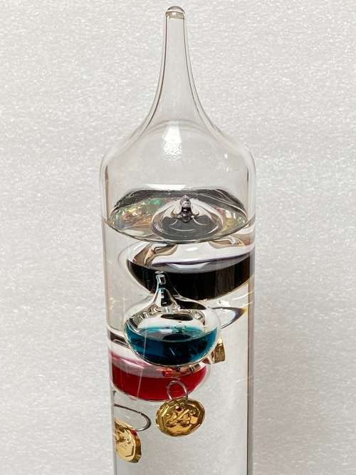 Galileo Thermometer Glass-Thermometer, handmade, mundgeblasen 18°bis 26° Celsius, from Germany,
