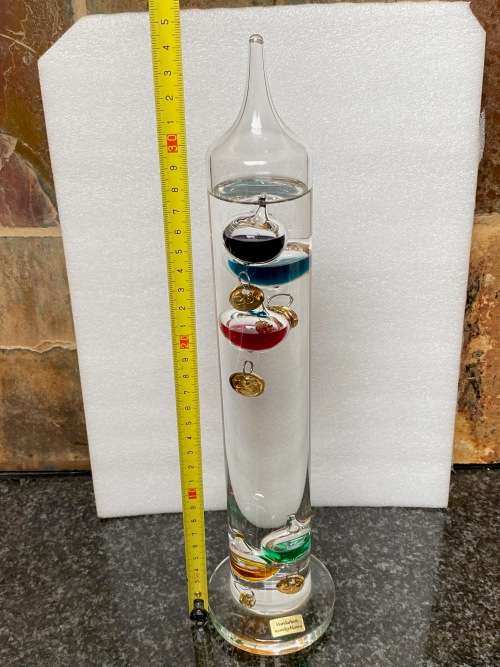 Galileo Thermometer Glass-Thermometer, handmade, mundgeblasen 18°bis 26° Celsius, from Germany,