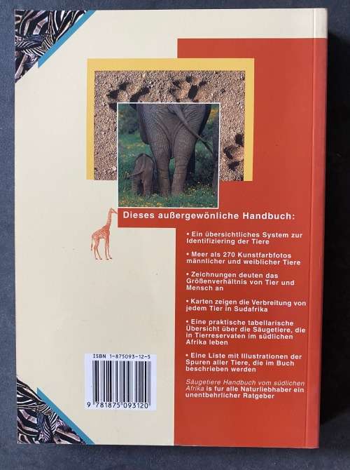 Säugetiere Handbuch vom  des Südlichen Afrika  / Mammals , Burger Cillie,1997, 223 pages,in german