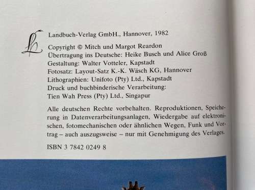 Etoscha Kampf auf Leben und Tod, Reardon, 1982, 160 pages, in german