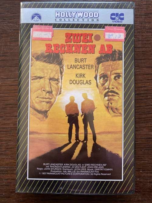 VHS Movie ,Zwei rechnen ab , Burt Lancaster, Kirk Douglas, in german, 118 minutes, Collectors item
