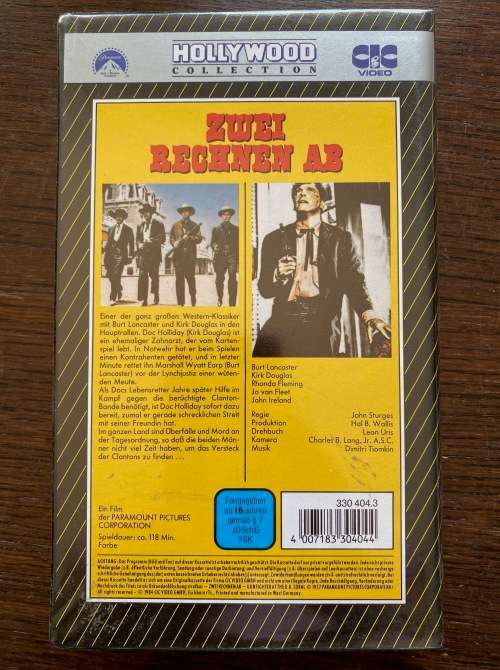 VHS Movie ,Zwei rechnen ab , Burt Lancaster, Kirk Douglas, in german, 118 minutes, Collectors item