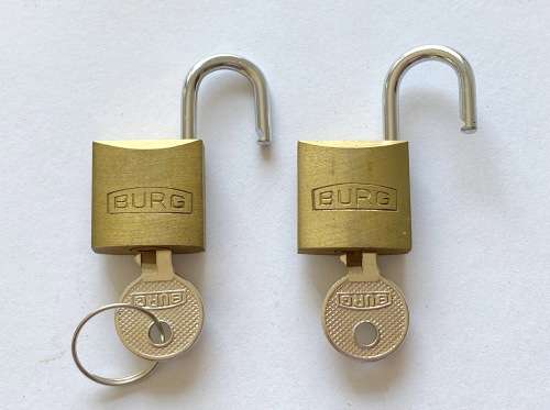 vintage Small Burg Lock with key 2x, from Germany, collectors item
