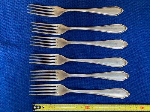 Vintage Fork Lot 6, 6x 800 silver Bremer Silberwaren-Fabrik , BSF, Bremen, Germany, collectors item