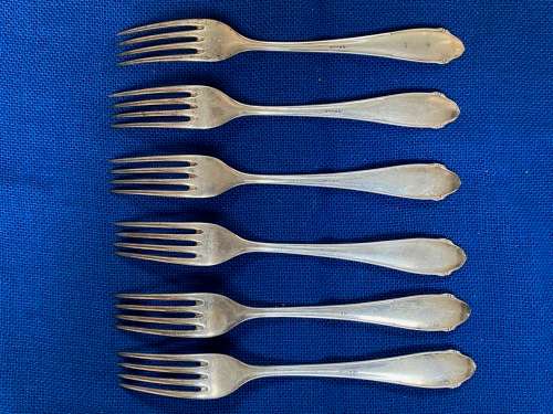 Vintage Fork Lot 6, 6x 800 silver Bremer Silberwaren-Fabrik , BSF, Bremen, Germany, collectors item
