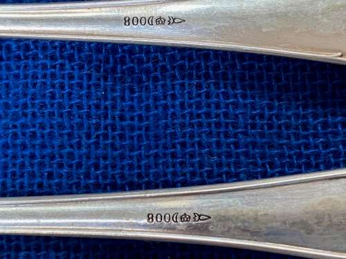Vintage Fork Lot 6, 6x 800 silver Bremer Silberwaren-Fabrik , BSF, Bremen, Germany, collectors item