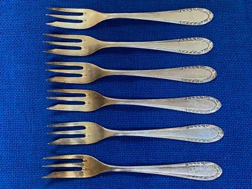 Vintage Fork small Lot 5, 6x Fork JRIS 100 silver , cake fork , Germany ,collectors item