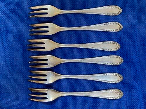 Vintage Fork small Lot 5, 6x Fork JRIS 100 silver , cake fork , Germany ,collectors item