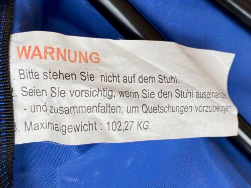 MAC Sport Blue Folding Camping Chair Armchair from Germany