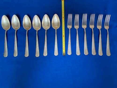 Vintage WMF Cultery Set, Lot 2, 6x knife, 6x fork, 6x spoon,90 silver ,Germany, 18pieces