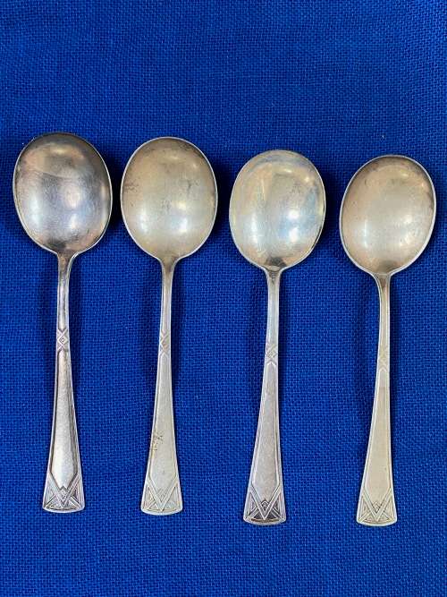 Vintage Spoon Lot 9, 4x spoon, no stamp on , silver plated, from Germany, collectors item