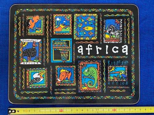 Table mats 6x Africa Art , 25cm x 19cm, cork backed, collectors item