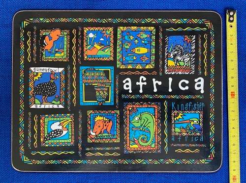 Table mats 6x Africa Art , 25cm x 19cm, cork backed, collectors item