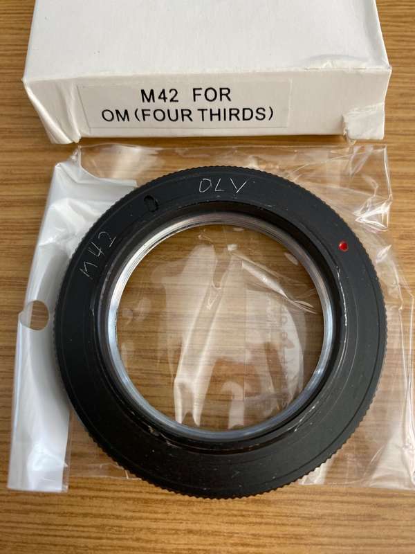 LENS ADAPTER M42 SCREW MOUNT for OLYMPUS 4/3  (FOUR THIRDS) , very rare, in good condition