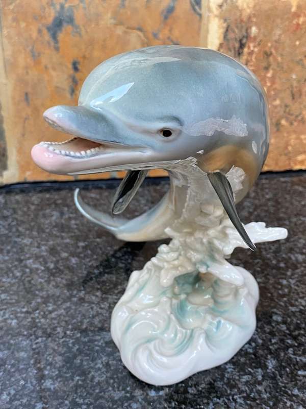 Hummel Goebel Dolphin porcelaine 36811-21, from the 80s, Made in W.Germany, rare, collectors item