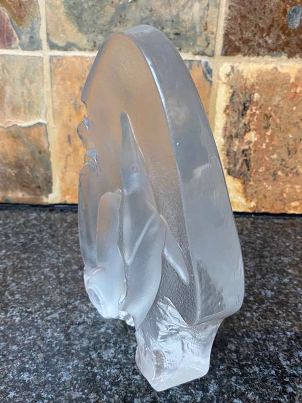 Goebel Dolphin crystal glass block from the 80s, Made in West Germany, collectors item,vintage,rare
