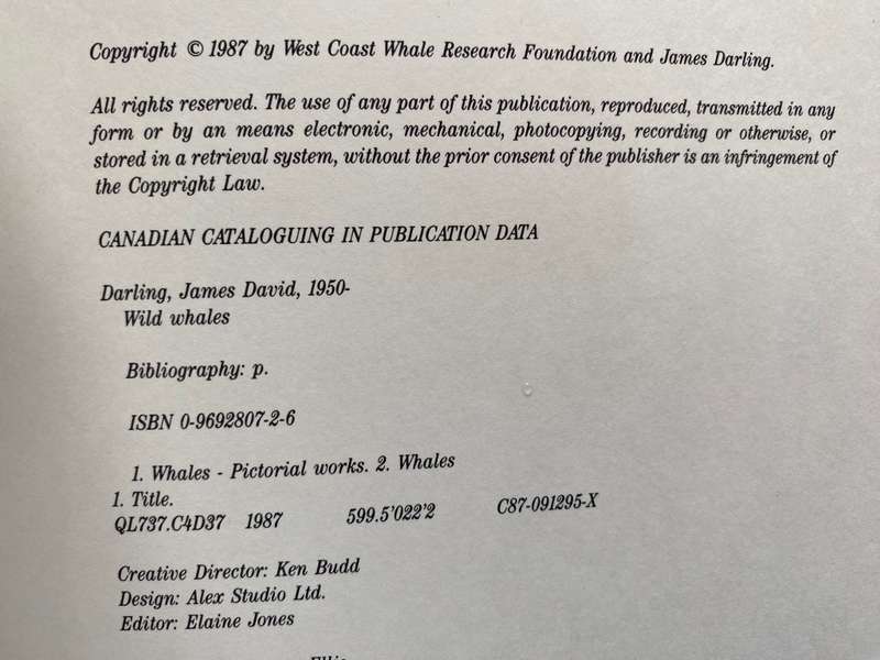 Wild Whales ,Dr. James Darling, Gregory Peck, in english,vintage,book, softcover, 1987