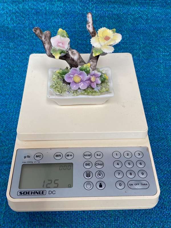 Flower figure porcelain, vase with flowers ornament, miniature